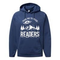 Take Me To Your Readers Bookworm Librarian Gift Reading Performance Fleece Hoodie