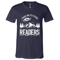 Take Me To Your Readers Bookworm Librarian Gift Reading V-Neck T-Shirt