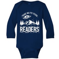 Take Me To Your Readers Bookworm Librarian Gift Reading Baby Long Sleeve Bodysuit