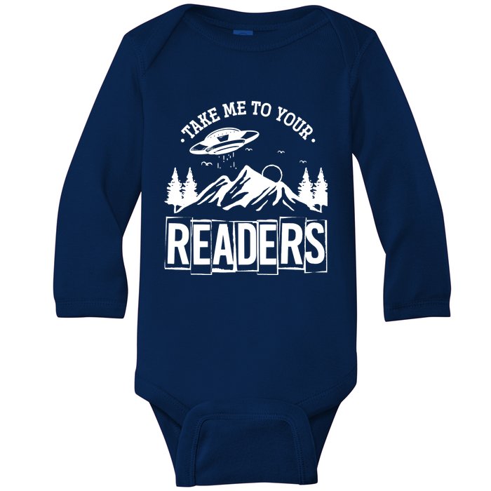 Take Me To Your Readers Bookworm Librarian Gift Reading Baby Long Sleeve Bodysuit