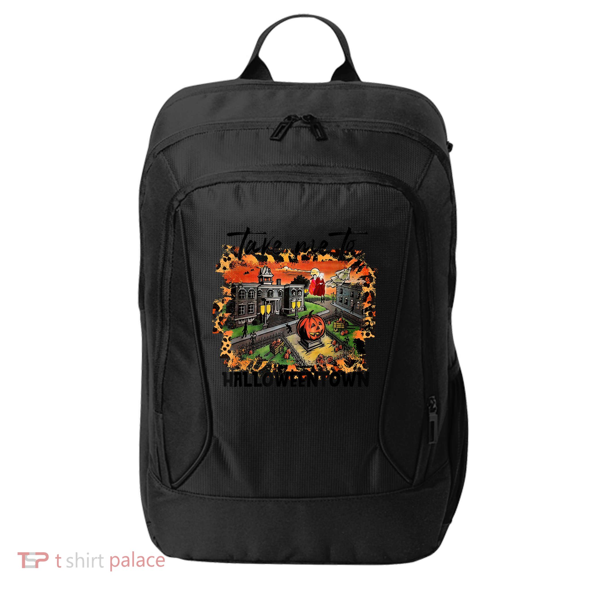 Take Me To Halloweentown & Chill Leopard Halloween Costume Gift City Backpack