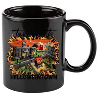 Take Me To Halloweentown & Chill Leopard Halloween Costume Gift 11oz C Handle Ceramic Mug