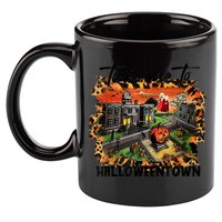 Take Me To Halloweentown & Chill Leopard Halloween Costume Gift 11oz C Handle Ceramic Mug