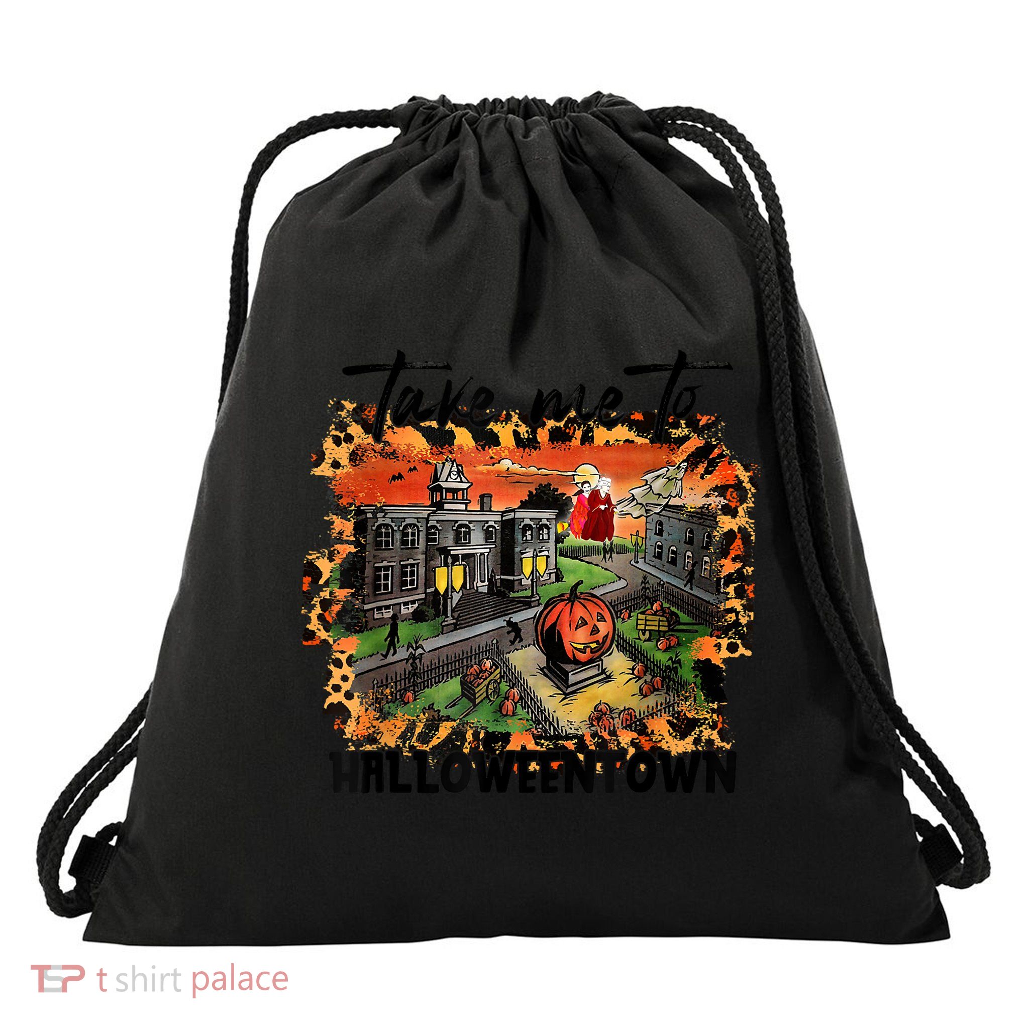 Take Me To Halloweentown & Chill Leopard Halloween Costume Gift Drawstring Bag