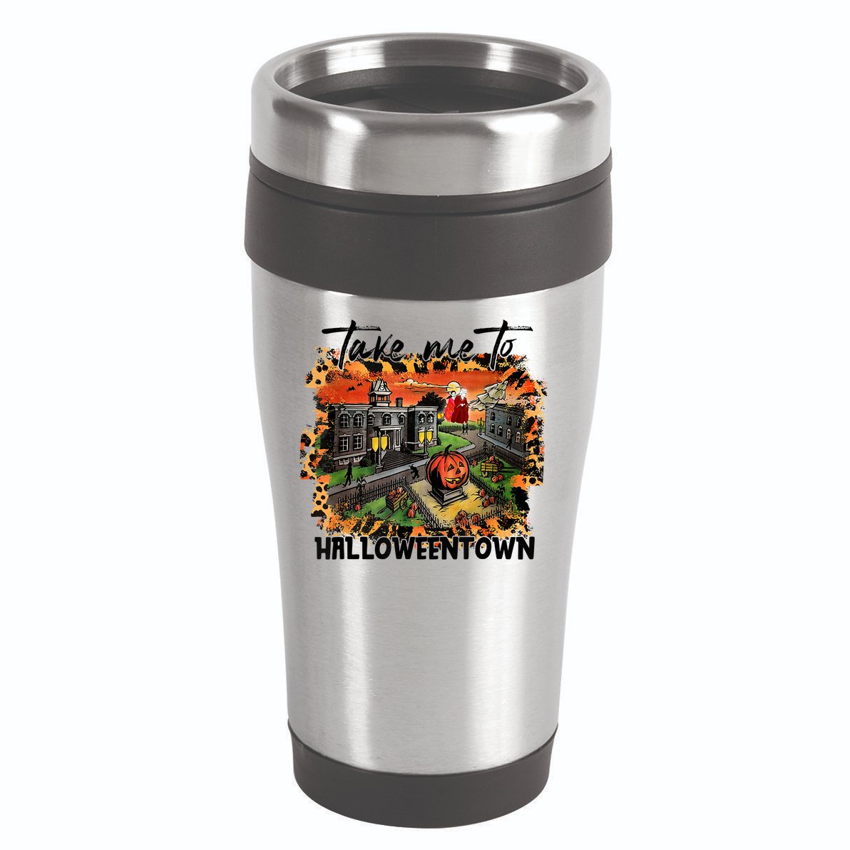 Take Me To Halloweentown & Chill Leopard Halloween Costume Gift 16oz Travel Tumbler