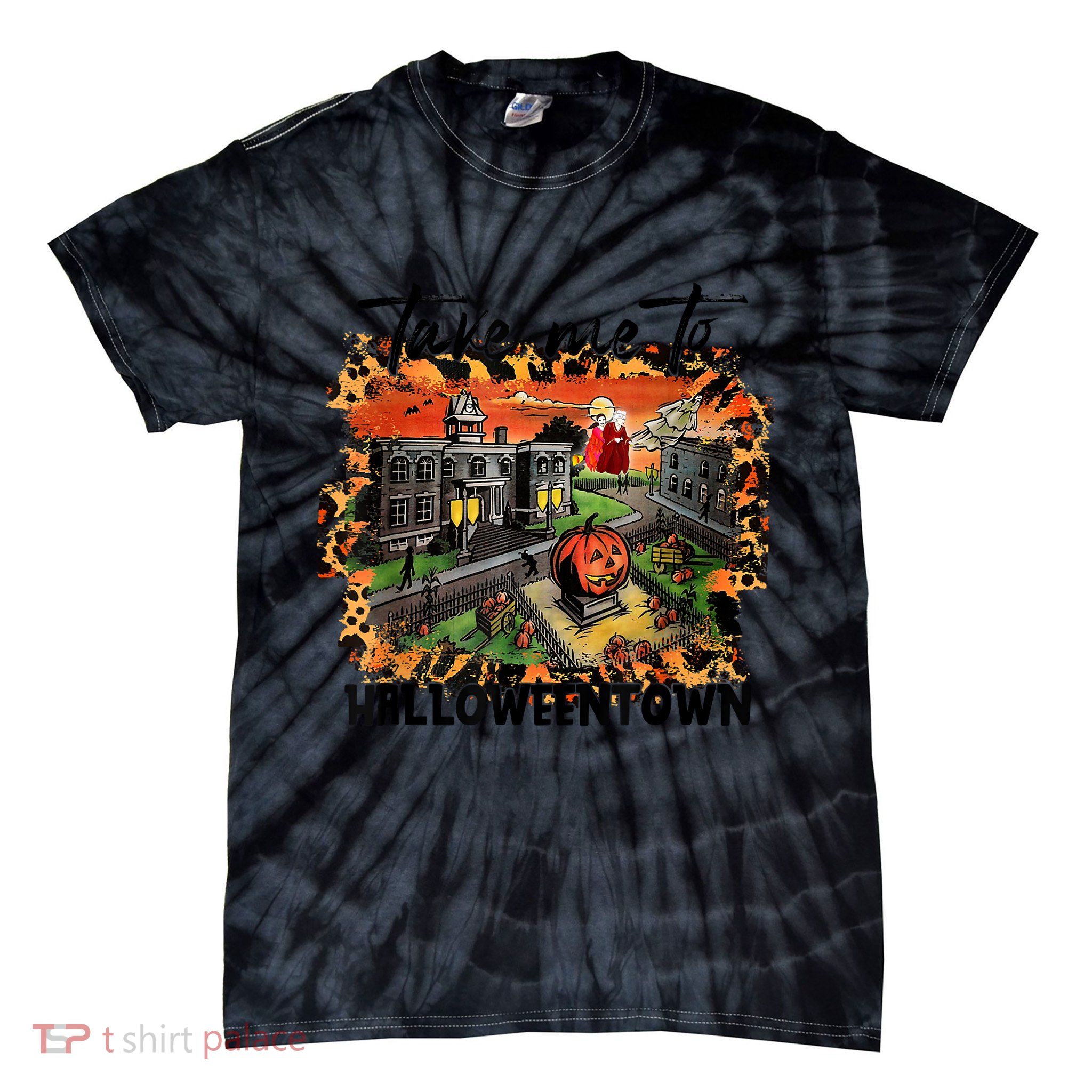 Take Me To Halloweentown & Chill Leopard Halloween Costume Gift Tie-Dye T-Shirt