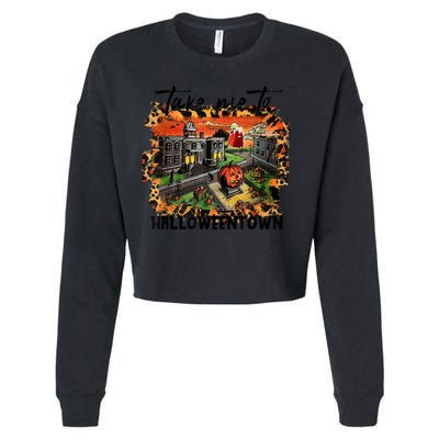 Take Me To Halloweentown & Chill Leopard Halloween Costume Gift Cropped Pullover Crew