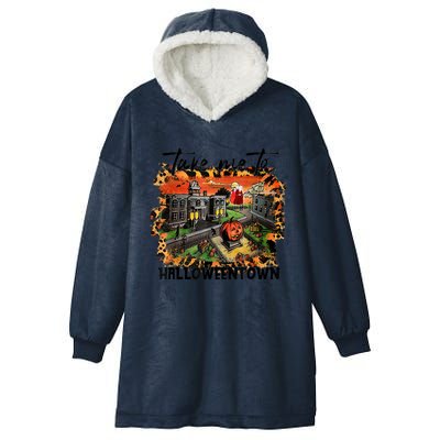 Take Me To Halloweentown & Chill Leopard Halloween Costume Gift Hooded Wearable Blanket