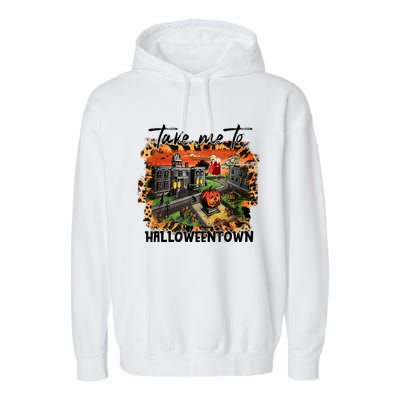 Take Me To Halloweentown & Chill Leopard Halloween Costume Gift Garment-Dyed Fleece Hoodie