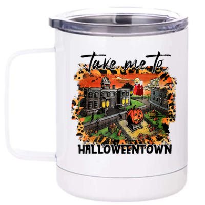 Take Me To Halloweentown & Chill Leopard Halloween Costume Gift 12 oz Stainless Steel Tumbler Cup