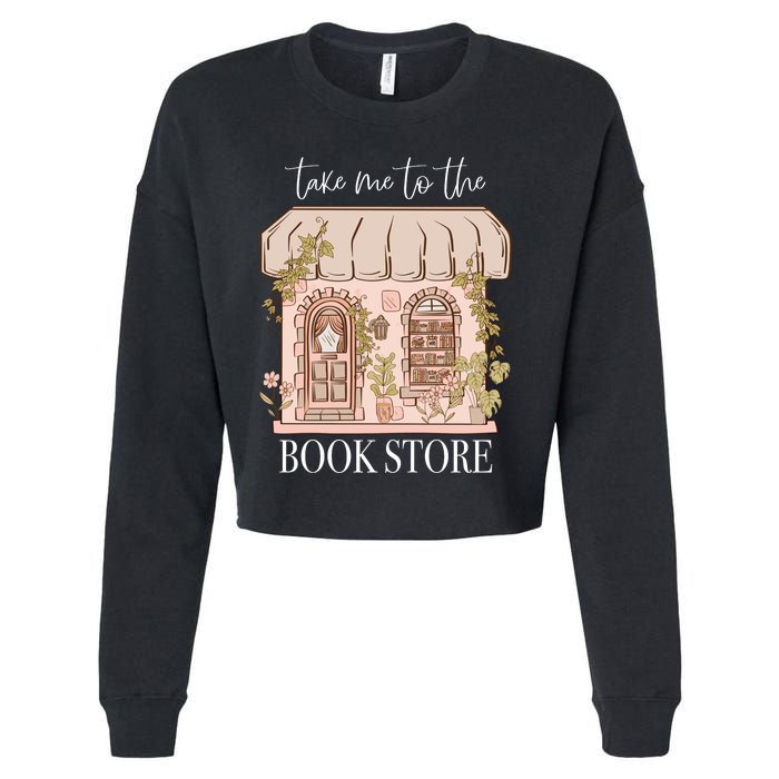 Take Me To The Book Store Cropped Pullover Crew