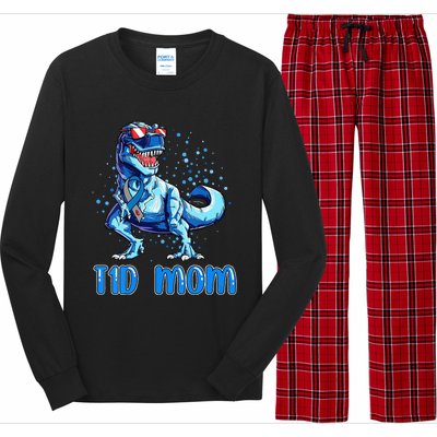 T1D Mom Type 1 Diabetes Ribbon T Rex Dinosaur Long Sleeve Pajama Set