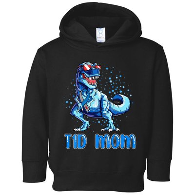 T1D Mom Type 1 Diabetes Ribbon T Rex Dinosaur Toddler Hoodie