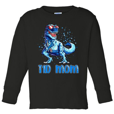 T1D Mom Type 1 Diabetes Ribbon T Rex Dinosaur Toddler Long Sleeve Shirt