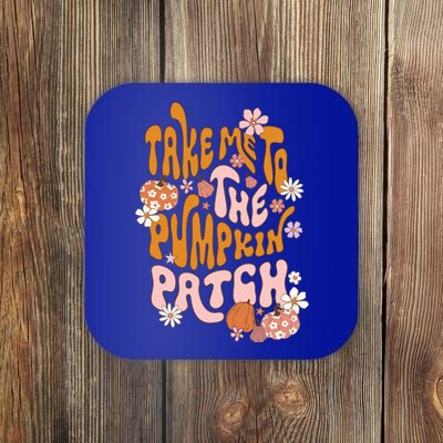 Take Me To The Pumpkin Patch Autumn Fall Thanksgiving Groovy Meaningful Gift Coaster