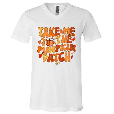 Take Me To The Pumpkin Patch Autumn Fall Thanksgiving V-Neck T-Shirt