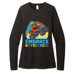 Trex Monster Truck Embrace Differences Autism Awareness Boys Womens CVC Long Sleeve Shirt