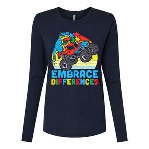 Trex Monster Truck Embrace Differences Autism Awareness Boys Womens Cotton Relaxed Long Sleeve T-Shirt