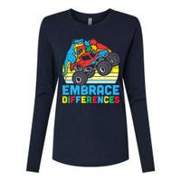 Trex Monster Truck Embrace Differences Autism Awareness Boys Womens Cotton Relaxed Long Sleeve T-Shirt