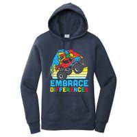 Trex Monster Truck Embrace Differences Autism Awareness Boys Women's Pullover Hoodie