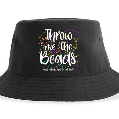 Throw Me The Beads And Nobody Has To Get Hurt Funny Mardi Gras Sustainable Bucket Hat