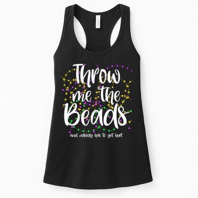 Throw Me The Beads And Nobody Has To Get Hurt Funny Mardi Gras Womens Tank Top