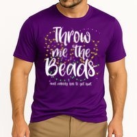 Throw Me The Beads And Nobody Has To Get Hurt Funny Mardi Gras Cooling Performance Crew T-Shirt