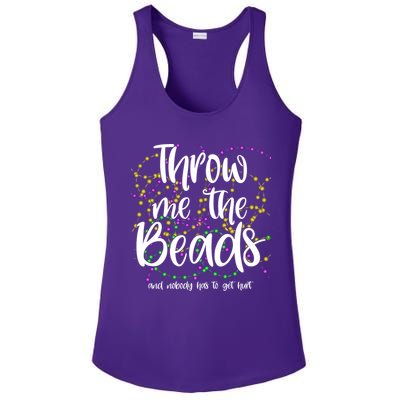 Throw Me The Beads And Nobody Has To Get Hurt Funny Mardi Gras Ladies PosiCharge Competitor Racerback Tank