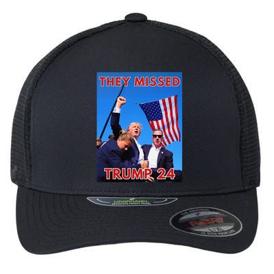 They Missed Trump 2024 Patriotic Political Maga Flexfit Unipanel Trucker Cap