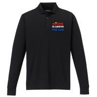 Trump Mugshot  Trump 2024 PrisonNo One Is Above The Law Performance Long Sleeve Polo