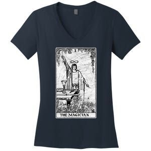 The Magician Tarot Card Major Arcana Fortune Telling Occult Women's V-Neck T-Shirt