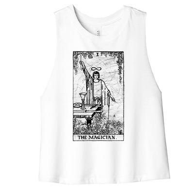 The Magician Tarot Card Major Arcana Fortune Telling Occult Women's Racerback Cropped Tank