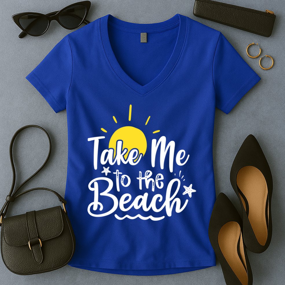 Take Me To The Beach Sunshine Summer Women's V-Neck T-Shirt