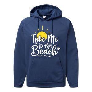 Take Me To The Beach Sunshine Summer Performance Fleece Hoodie