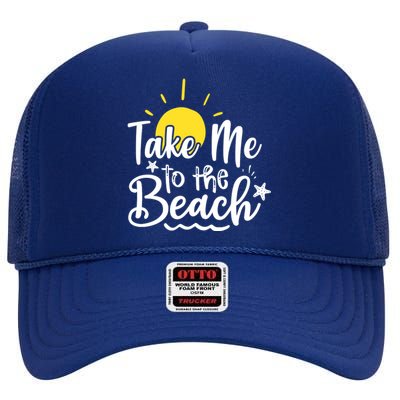 Take Me To The Beach Sunshine Summer High Crown Mesh Back Trucker Hat