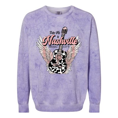 Take Me To Nashville Nashville Tennessee Colorblast Crewneck Sweatshirt