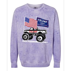 Trump Monster Truck Rally Trump Flag Trump 2024 Gift Colorblast Crewneck Sweatshirt