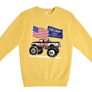 Trump Monster Truck Rally Trump Flag Trump 2024 Gift Premium Crewneck Sweatshirt