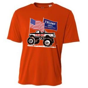 Trump Monster Truck Rally Trump Flag Trump 2024 Gift Cooling Performance Crew T-Shirt