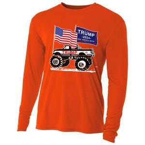 Trump Monster Truck Rally Trump Flag Trump 2024 Gift Cooling Performance Long Sleeve Crew