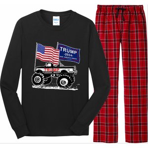 Trump Monster Truck Rally Trump Flag Trump 2024 Gift Long Sleeve Pajama Set