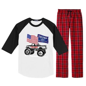 Trump Monster Truck Rally Trump Flag Trump 2024 Gift Raglan Sleeve Pajama Set