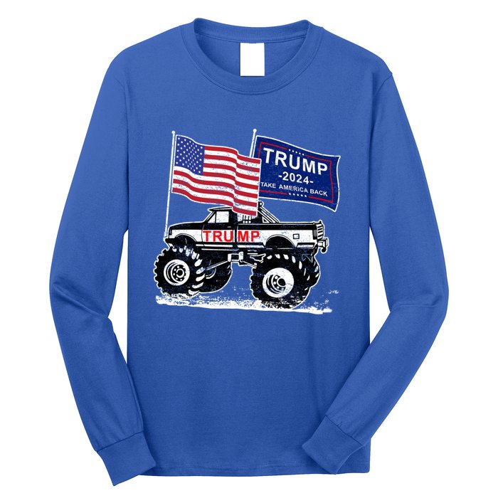 Trump Monster Truck Rally Trump Flag Trump 2024 Gift Long Sleeve Shirt