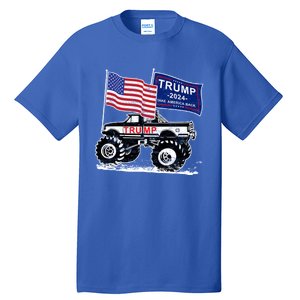 Trump Monster Truck Rally Trump Flag Trump 2024 Gift Tall T-Shirt