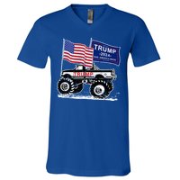 Trump Monster Truck Rally Trump Flag Trump 2024 Gift V-Neck T-Shirt