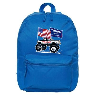 Trump Monster Truck Rally Trump Flag Trump 2024 Gift 16 in Basic Backpack