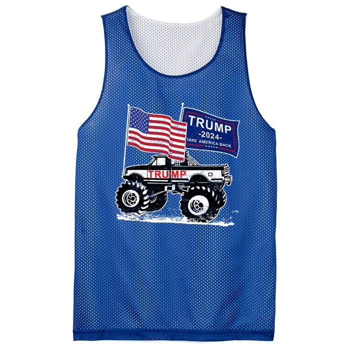 Trump Monster Truck Rally Trump Flag Trump 2024 Gift Mesh Reversible Basketball Jersey Tank