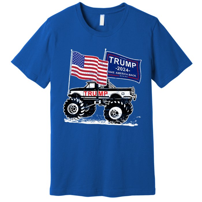 Trump Monster Truck Rally Trump Flag Trump 2024 Gift Premium T-Shirt