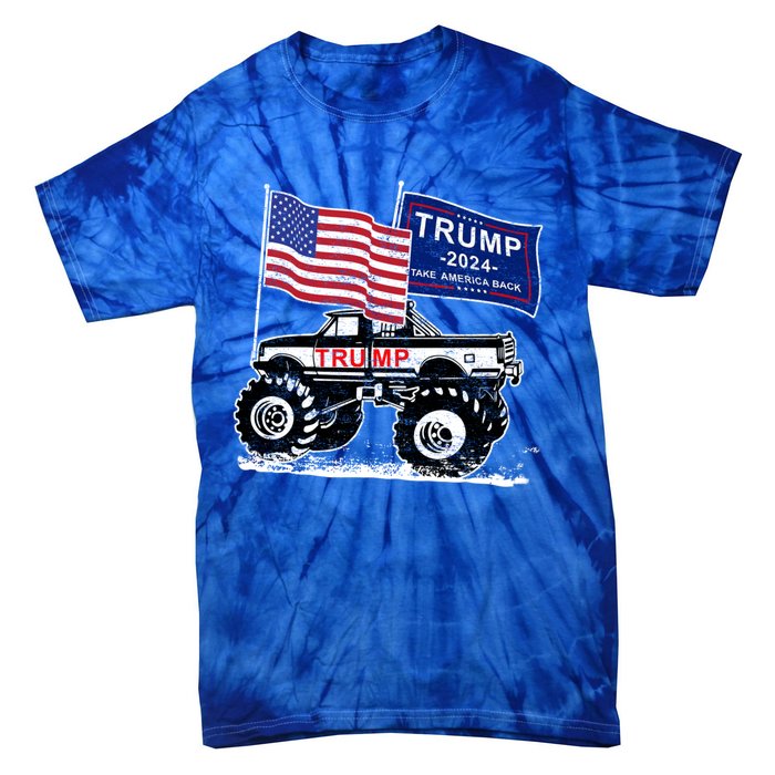 Trump Monster Truck Rally Trump Flag Trump 2024 Gift Tie-Dye T-Shirt