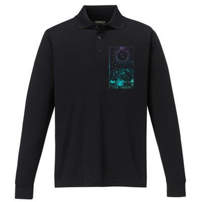 The Moon Tarot Card Rider Waite Witchy Performance Long Sleeve Polo